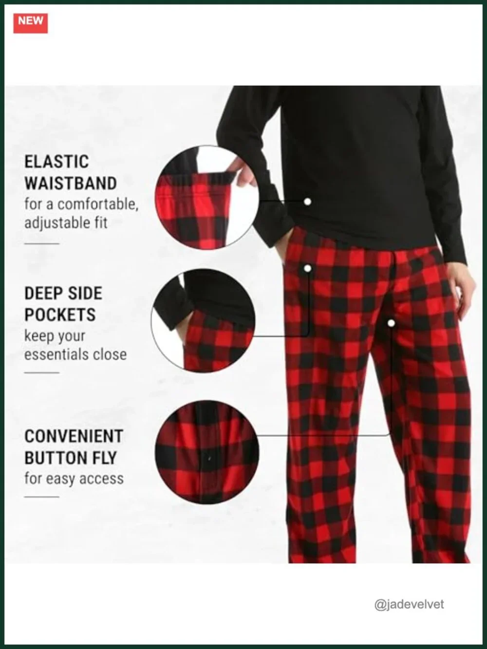 Polar Fleece Pajama Set with Thermal Top and Button Fly